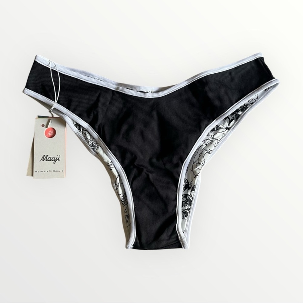 Maaji Black Tulip Splendid Reversible Bikini Bottoms Size 3XL NWT